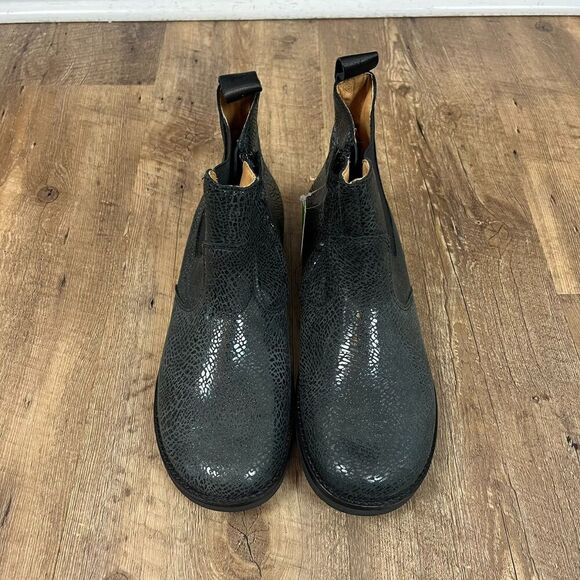 Froddo Leather Suede Snakeskin Print Black Boots Metallic Women's 40 US 9 NWT - Picture 2 of 10